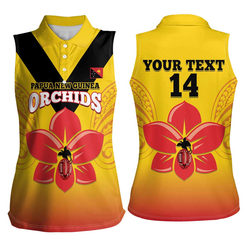 Orchids PNG Rugby Custom Women Sleeveless Polo Shirt Go Champions Papua New Guinea LT14 - Polynesian Pride