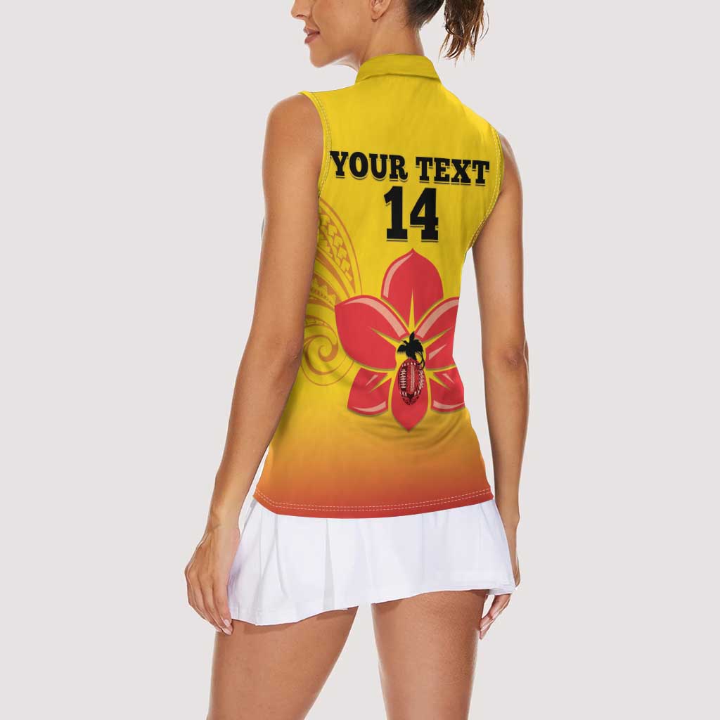 Orchids PNG Rugby Custom Women Sleeveless Polo Shirt Go Champions Papua New Guinea LT14 - Polynesian Pride