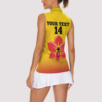 Orchids PNG Rugby Custom Women Sleeveless Polo Shirt Go Champions Papua New Guinea LT14 - Polynesian Pride