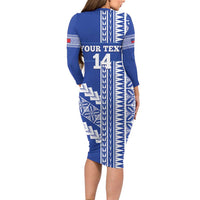 Fetu Samoa Rugby Custom Family Matching Long Sleeve Bodycon Dress and Hawaiian Shirt Siapo Pattern - Sporty Style LT14 - Polynesian Pride