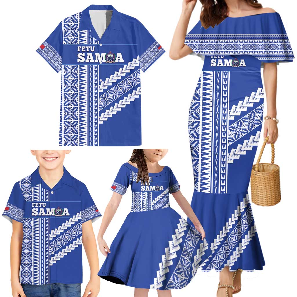 Fetu Samoa Rugby Custom Family Matching Mermaid Dress and Hawaiian Shirt Siapo Pattern - Sporty Style LT14 - Polynesian Pride