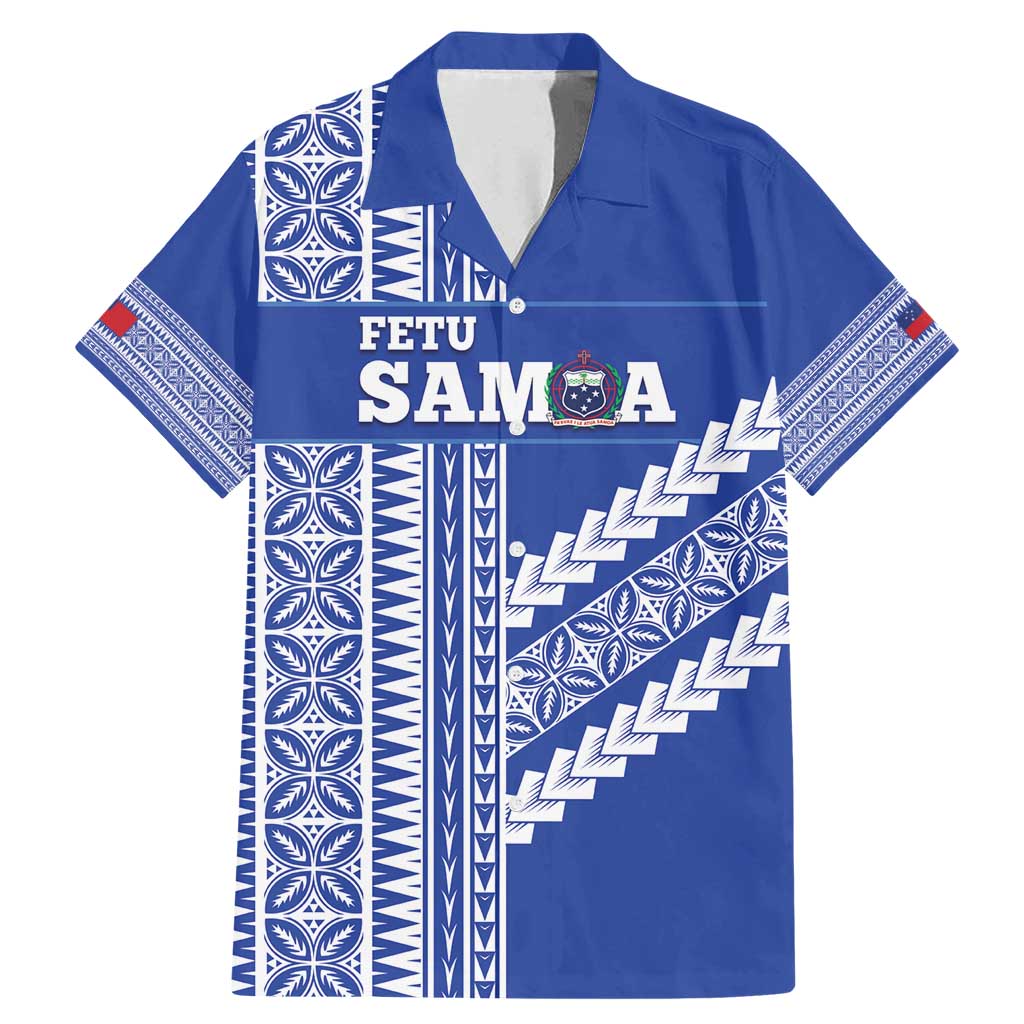 Fetu Samoa Rugby Custom Family Matching Mermaid Dress and Hawaiian Shirt Siapo Pattern - Sporty Style LT14 Dad's Shirt - Short Sleeve Blue - Polynesian Pride
