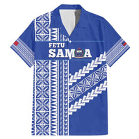 Fetu Samoa Rugby Custom Family Matching Mermaid Dress and Hawaiian Shirt Siapo Pattern - Sporty Style LT14 Dad's Shirt - Short Sleeve Blue - Polynesian Pride