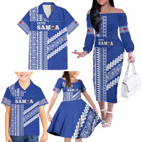 Fetu Samoa Rugby Custom Family Matching Off The Shoulder Long Sleeve Dress and Hawaiian Shirt Siapo Pattern - Sporty Style LT14 - Polynesian Pride