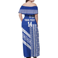 Fetu Samoa Rugby Custom Family Matching Off Shoulder Maxi Dress and Hawaiian Shirt Siapo Pattern - Sporty Style LT14 - Polynesian Pride