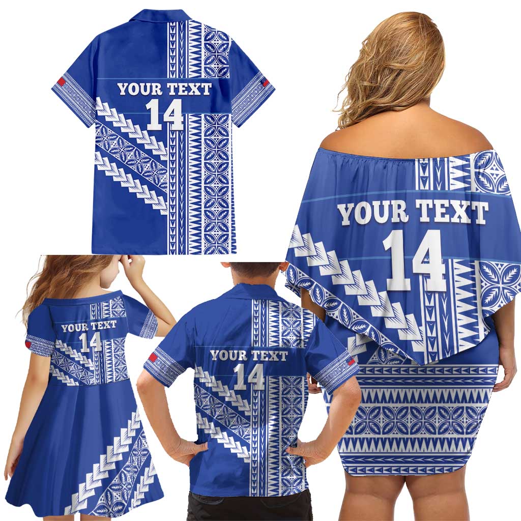 Fetu Samoa Rugby Custom Family Matching Off Shoulder Short Dress and Hawaiian Shirt Siapo Pattern - Sporty Style LT14 - Polynesian Pride