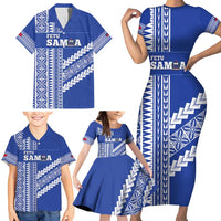 Fetu Samoa Rugby Custom Family Matching Short Sleeve Bodycon Dress and Hawaiian Shirt Siapo Pattern - Sporty Style LT14 - Polynesian Pride