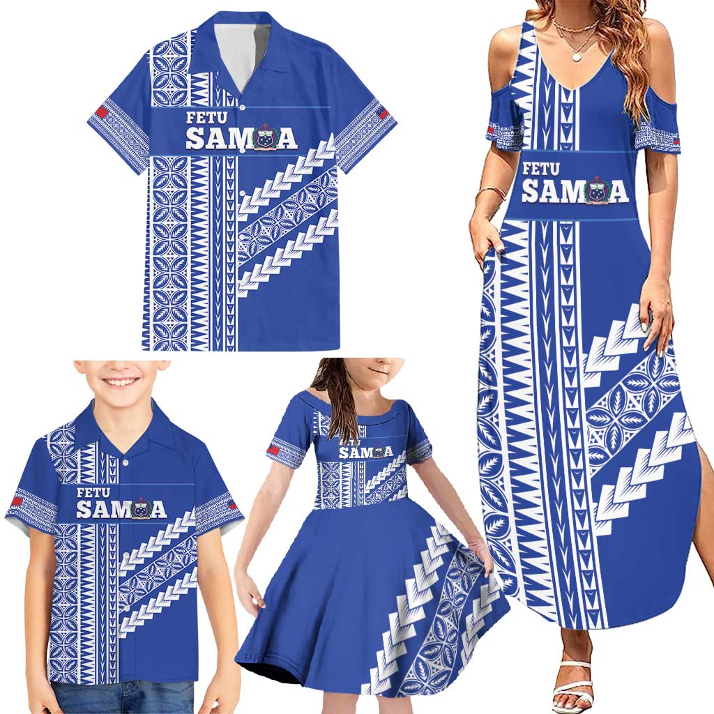 Fetu Samoa Rugby Custom Family Matching Summer Maxi Dress and Hawaiian Shirt Siapo Pattern - Sporty Style LT14 - Polynesian Pride