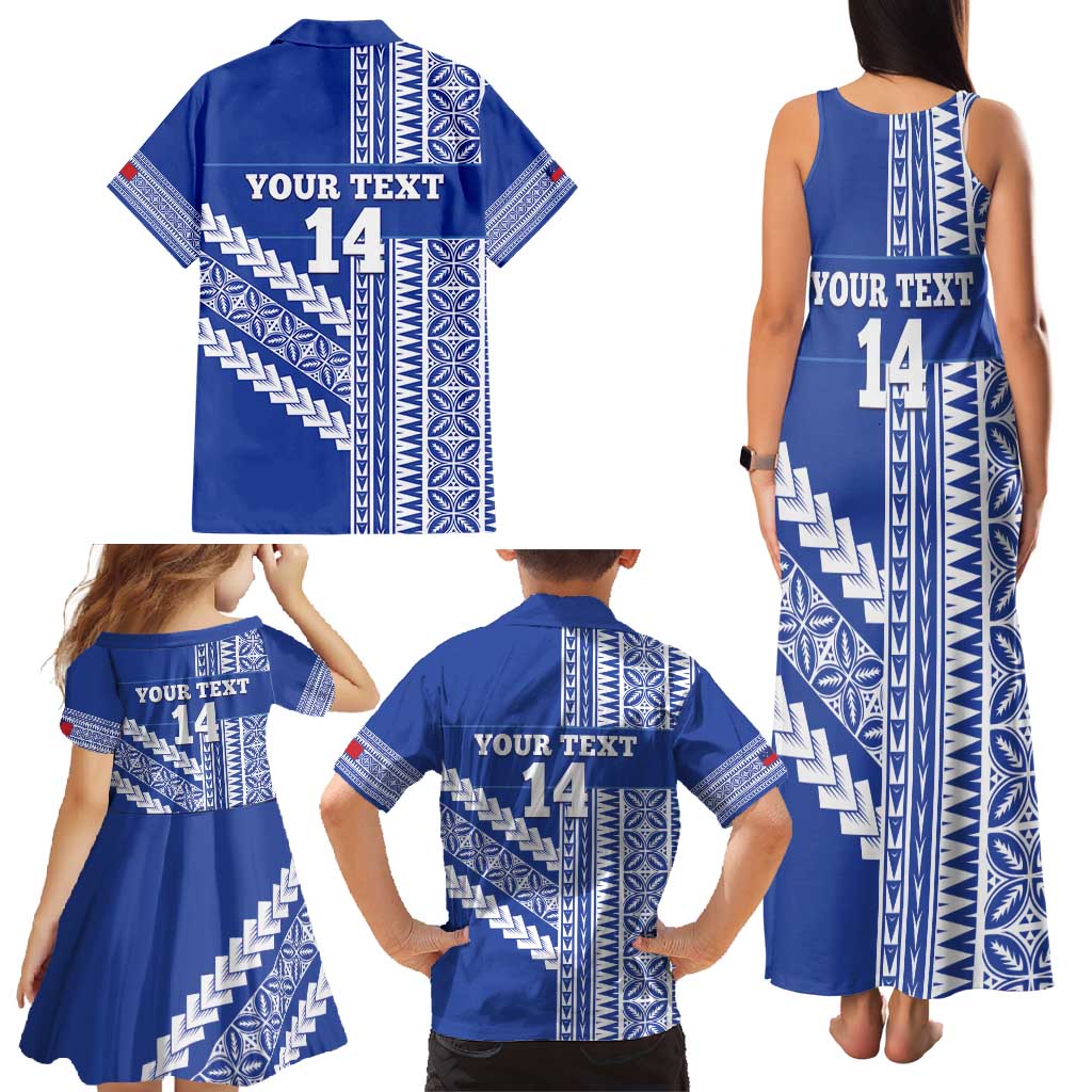 Fetu Samoa Rugby Custom Family Matching Tank Maxi Dress and Hawaiian Shirt Siapo Pattern - Sporty Style LT14 - Polynesian Pride