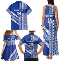 Fetu Samoa Rugby Custom Family Matching Tank Maxi Dress and Hawaiian Shirt Siapo Pattern - Sporty Style LT14 - Polynesian Pride