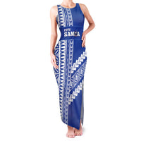 Fetu Samoa Rugby Custom Family Matching Tank Maxi Dress and Hawaiian Shirt Siapo Pattern - Sporty Style LT14 Mom's Dress Blue - Polynesian Pride