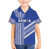 Fetu Samoa Rugby Custom Kid Hawaiian Shirt Siapo Pattern - Sporty Style LT14 Kid Blue - Polynesian Pride
