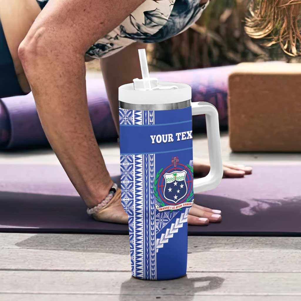 Custom Fetu Samoa Rugby Tumbler With Handle Siapo Pattern - Sporty Style