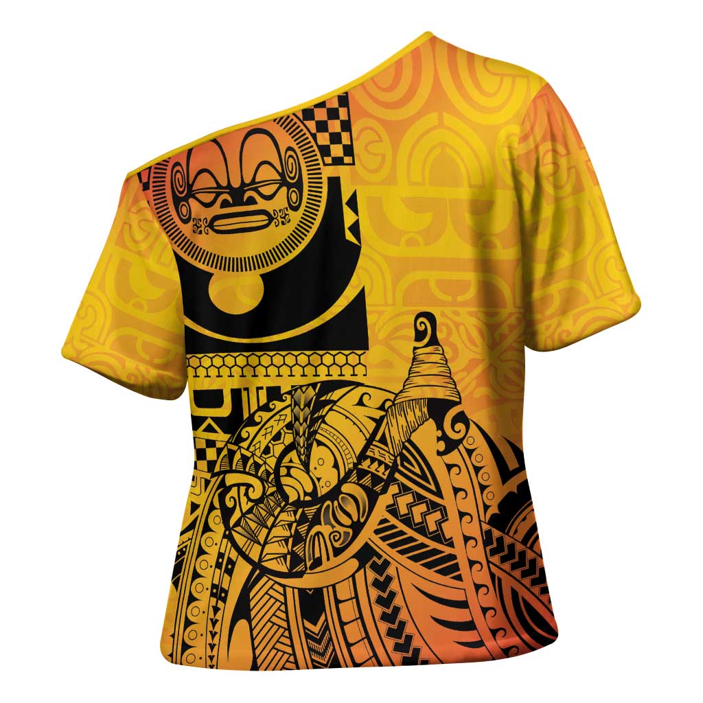 Marquesas Islands Cross Shoulder Shirt Marquesan Matatiki Fish Hook Patutiki - Polynesian Pride