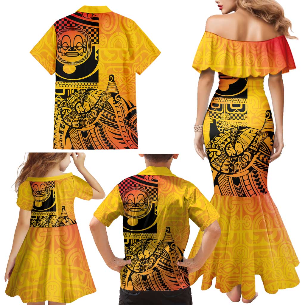 Marquesas Islands Family Matching Mermaid Dress and Hawaiian Shirt Marquesan Matatiki Fish Hook Patutiki LT14 - Polynesian Pride