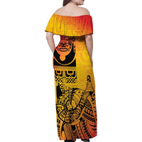 Marquesas Islands Family Matching Off Shoulder Maxi Dress and Hawaiian Shirt Marquesan Matatiki Fish Hook Patutiki LT14 - Polynesian Pride