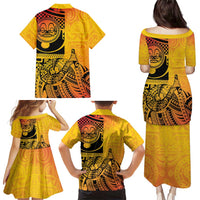 Marquesas Islands Family Matching Puletasi and Hawaiian Shirt Marquesan Matatiki Fish Hook Patutiki LT14 - Polynesian Pride