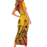 Marquesas Islands Family Matching Short Sleeve Bodycon Dress and Hawaiian Shirt Marquesan Matatiki Fish Hook Patutiki LT14 - Polynesian Pride