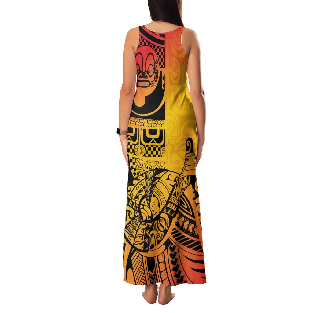 Marquesas Islands Family Matching Tank Maxi Dress and Hawaiian Shirt Marquesan Matatiki Fish Hook Patutiki LT14 - Polynesian Pride