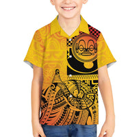 Marquesas Islands Family Matching Tank Maxi Dress and Hawaiian Shirt Marquesan Matatiki Fish Hook Patutiki LT14 Son's Shirt Yellow - Polynesian Pride