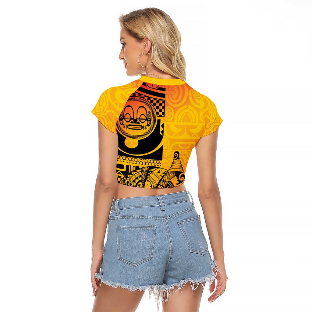 Marquesas Islands Raglan Cropped T Shirt Marquesan Matatiki Fish Hook Patutiki - Polynesian Pride