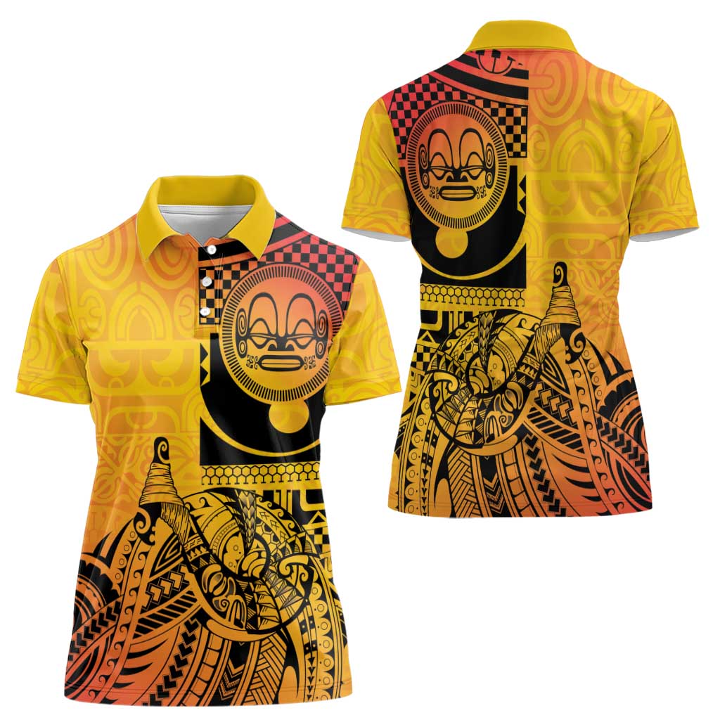 Marquesas Islands Women Polo Shirt Marquesan Matatiki Fish Hook Patutiki - Polynesian Pride