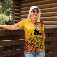 Marquesas Islands Women Polo Shirt Marquesan Matatiki Fish Hook Patutiki - Polynesian Pride