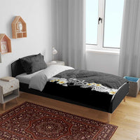 Black Samoa Tattoo Bedding Set Plumeria Samoan Ocean Tatau Pattern - Polynesian Pride