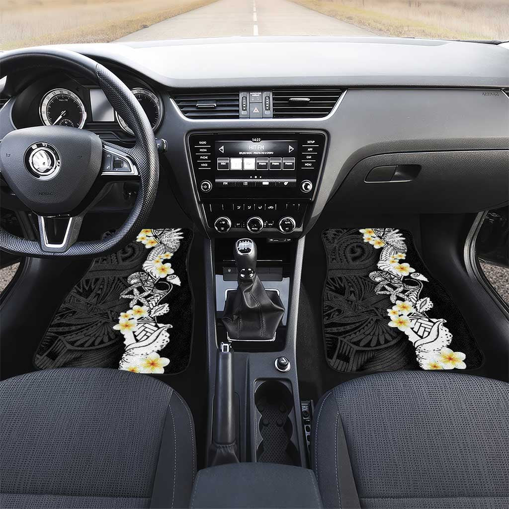 Black Samoa Tattoo Car Mats Plumeria Samoan Ocean Tatau Pattern - Polynesian Pride