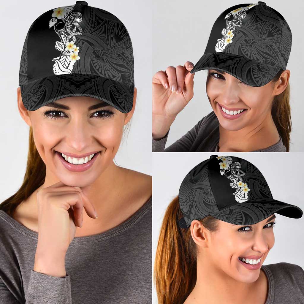Black Samoa Tattoo Classic Cap Plumeria Samoan Ocean Tatau Pattern - Polynesian Pride