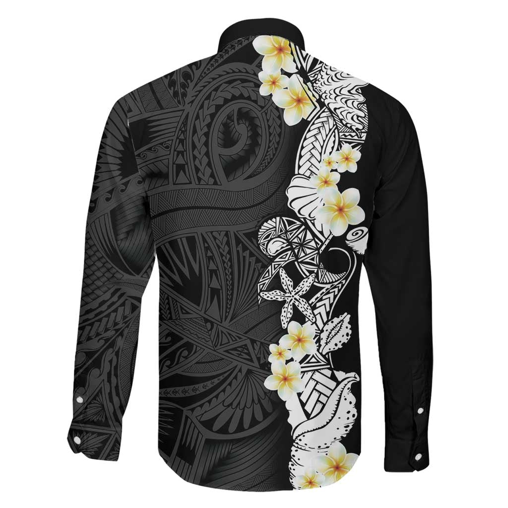 Black Samoa Tattoo Family Matching Mermaid Dress and Hawaiian Shirt Plumeria Samoan Ocean Tatau Pattern LT14 - Polynesian Pride
