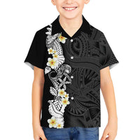 Black Samoa Tattoo Family Matching Off The Shoulder Long Sleeve Dress and Hawaiian Shirt Plumeria Samoan Ocean Tatau Pattern LT14 Son's Shirt Black - Polynesian Pride