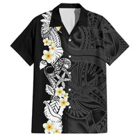 Black Samoa Tattoo Family Matching Off Shoulder Short Dress and Hawaiian Shirt Plumeria Samoan Ocean Tatau Pattern LT14 Dad's Shirt - Short Sleeve Black - Polynesian Pride