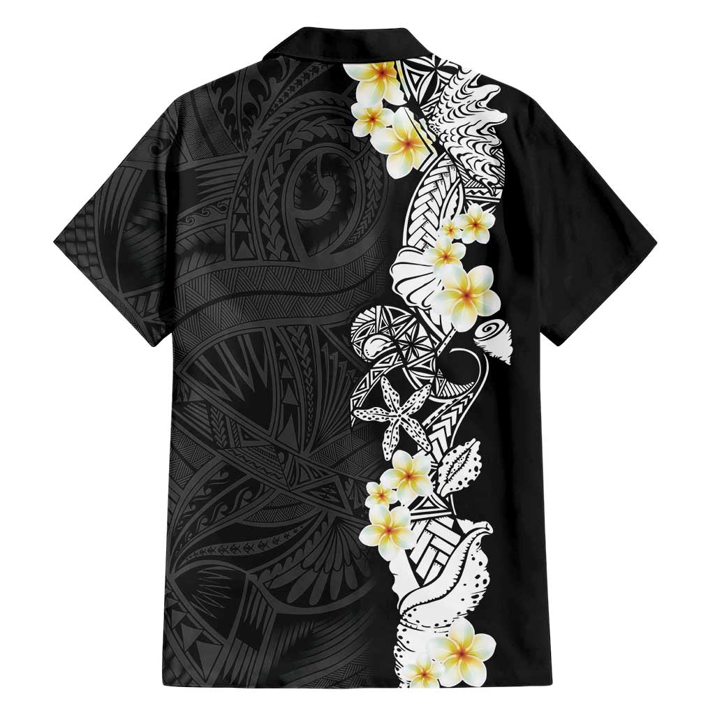 Black Samoa Tattoo Family Matching Puletasi and Hawaiian Shirt Plumeria Samoan Ocean Tatau Pattern LT14 - Polynesian Pride