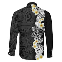 Black Samoa Tattoo Family Matching Short Sleeve Bodycon Dress and Hawaiian Shirt Plumeria Samoan Ocean Tatau Pattern LT14 - Polynesian Pride