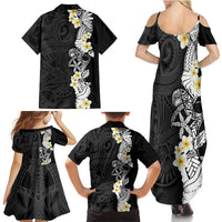 Black Samoa Tattoo Family Matching Summer Maxi Dress and Hawaiian Shirt Plumeria Samoan Ocean Tatau Pattern LT14 - Polynesian Pride