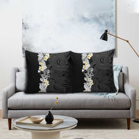 Black Samoa Tattoo Pillow Cover Plumeria Samoan Ocean Tatau Pattern - Polynesian Pride