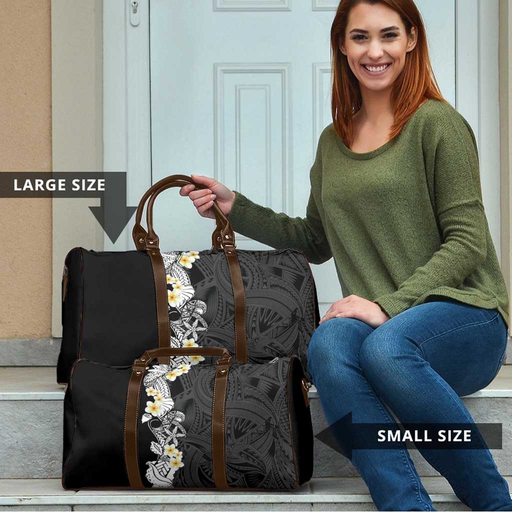 Black Samoa Tattoo Travel Bag Plumeria Samoan Ocean Tatau Pattern - Polynesian Pride