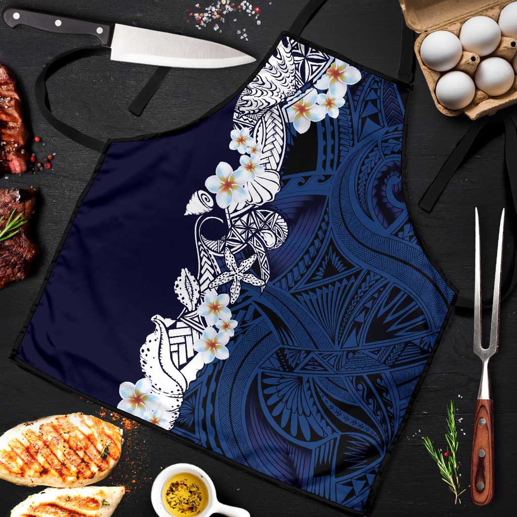 Blue Samoa Tattoo Apron Plumeria Samoan Ocean Tatau Pattern - Polynesian Pride