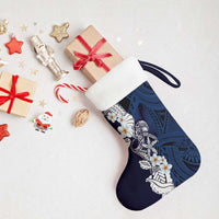 Blue Samoa Tattoo Christmas Stocking Plumeria Samoan Ocean Tatau Pattern LT14 - Polynesian Pride