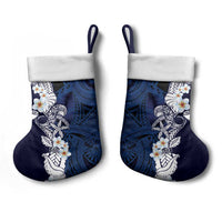 Blue Samoa Tattoo Christmas Stocking Plumeria Samoan Ocean Tatau Pattern LT14 - Polynesian Pride