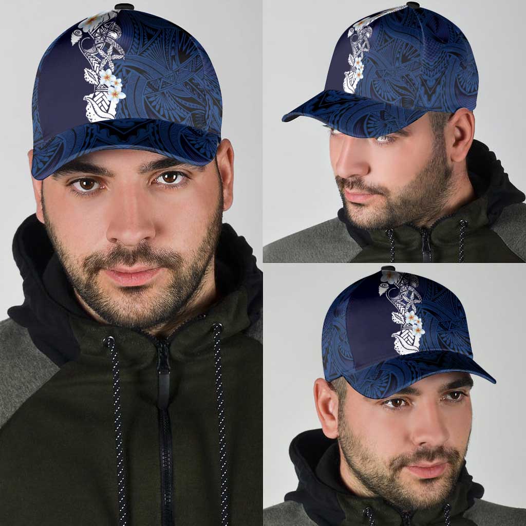 Blue Samoa Tattoo Classic Cap Plumeria Samoan Ocean Tatau Pattern - Polynesian Pride