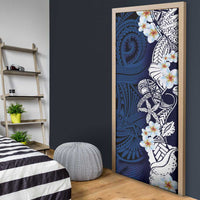 Blue Samoa Tattoo Door Cover Plumeria Samoan Ocean Tatau Pattern LT14 - Polynesian Pride