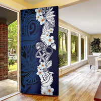Blue Samoa Tattoo Door Cover Plumeria Samoan Ocean Tatau Pattern LT14 - Polynesian Pride
