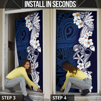 Blue Samoa Tattoo Door Cover Plumeria Samoan Ocean Tatau Pattern LT14 - Polynesian Pride