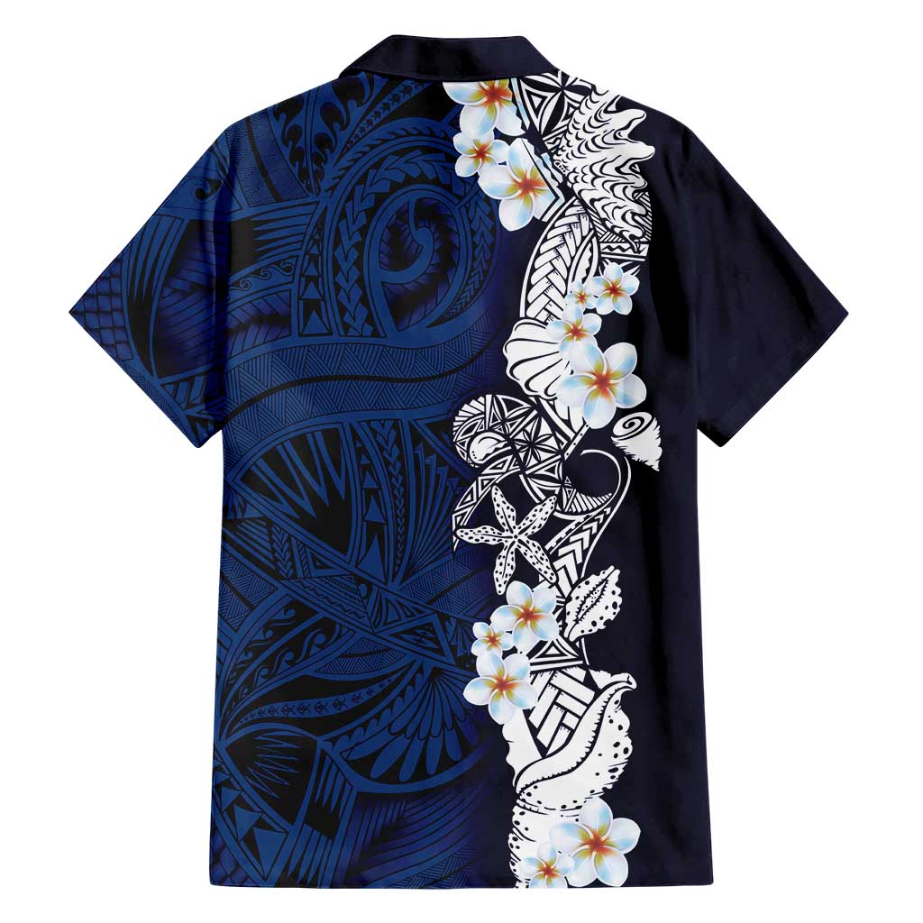 Blue Samoa Tattoo Family Matching Mermaid Dress and Hawaiian Shirt Plumeria Samoan Ocean Tatau Pattern LT14 - Polynesian Pride