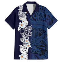 Blue Samoa Tattoo Family Matching Off The Shoulder Long Sleeve Dress and Hawaiian Shirt Plumeria Samoan Ocean Tatau Pattern LT14 Dad's Shirt - Short Sleeve Blue - Polynesian Pride