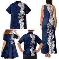 Blue Samoa Tattoo Family Matching Tank Maxi Dress and Hawaiian Shirt Plumeria Samoan Ocean Tatau Pattern LT14 - Polynesian Pride