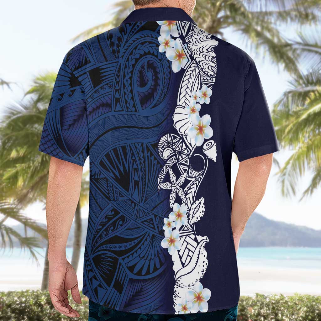Blue Samoa Tattoo Hawaiian Shirt Plumeria Samoan Ocean Tatau Pattern - Polynesian Pride