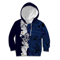 Blue Samoa Tattoo Kid Hoodie Plumeria Samoan Ocean Tatau Pattern - Polynesian Pride